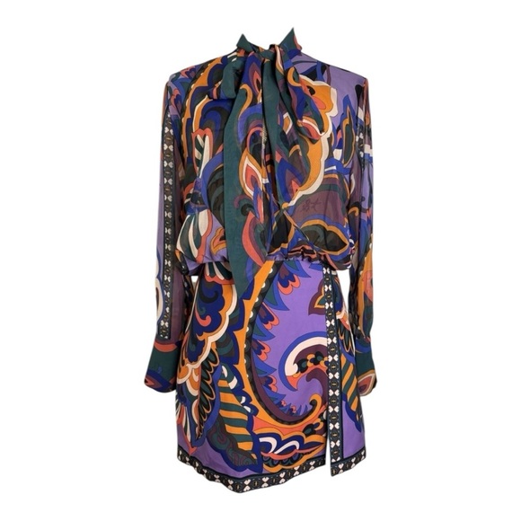 Zara Dresses & Skirts - ZARA Multicolor Mock Neck Mini Dress S – Bold Print, Like New